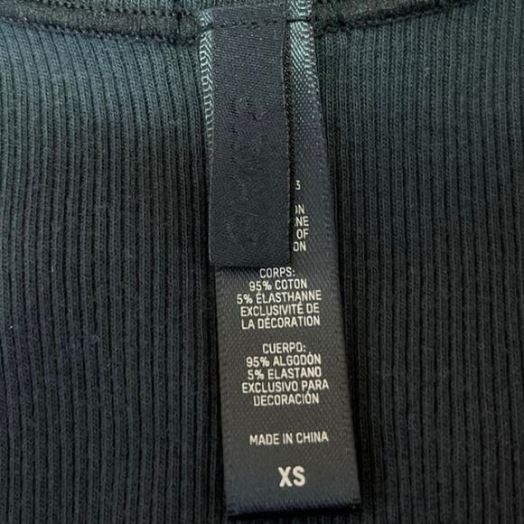 Skims Black Sleeveless Rib Knit Racerback Square Neck Pullover Crop Tank Top XS - Picture 3 of 3